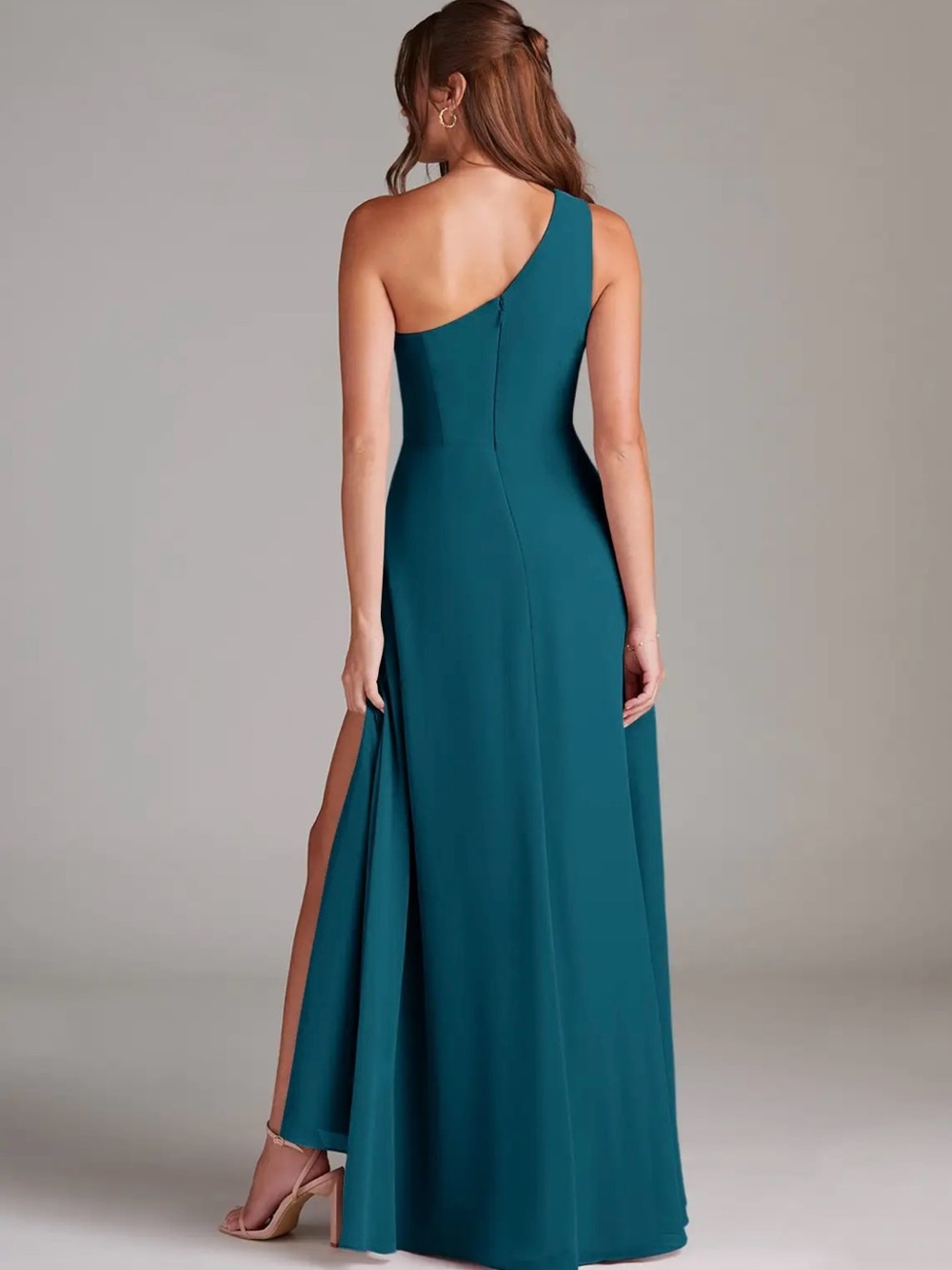 NWT Azazie teal one-shoulder formal dress size 4 - Picture 5 of 5